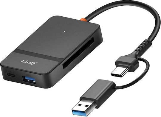 Linq 8-in-1 Hub USB USB-C Kartenleser Smartphone Ladefunktion Schwarz