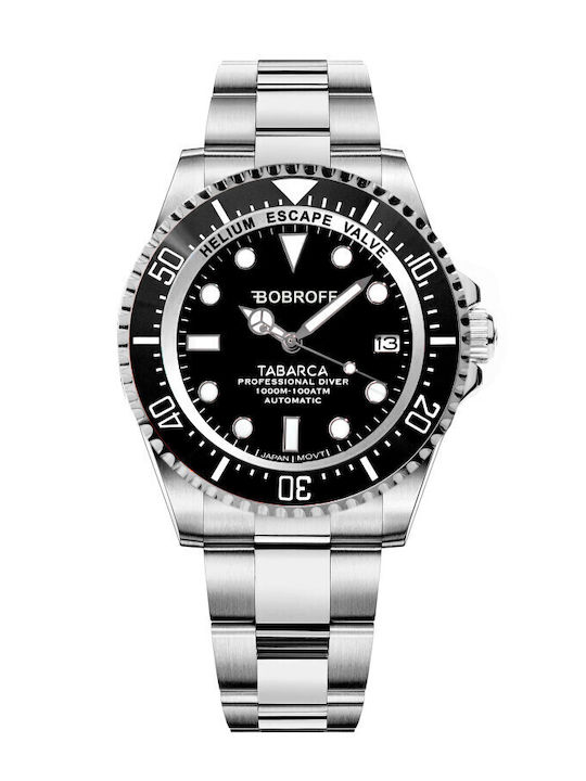 Bobroff Мъжки Часовник 44mm На Батерия Със Сребрист Ацтълен Механизъм