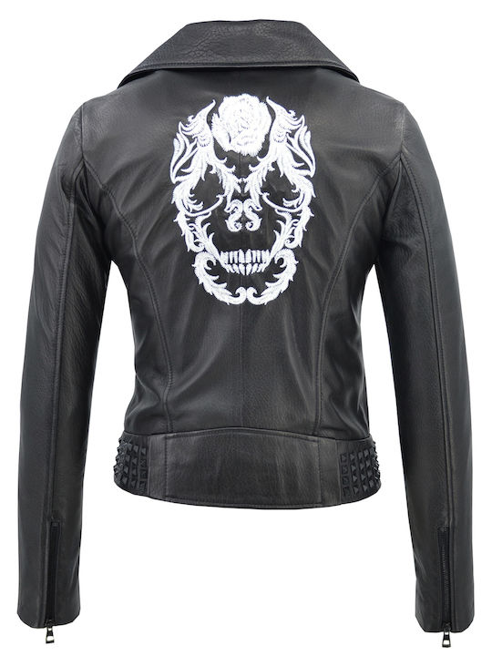 Κωδικος Δερμάτινο Γυναικείο Biker Jacket Μαύρο
