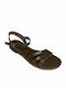 Greek Leather Women's Flat Sandals in Brown Color