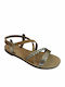 Δερμάτινα Γυναικεία Σανδάλια Χρυσά