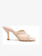 Mules with Thin High Heel in Beige Color