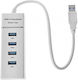 Speed USB 3.0 Хъб 4 порта с връзка USB-A Бял