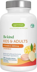 iGennus Be Kind Kids & Adults Vitamină 500mg Portocală Lămâie 120 tablete masticabile
