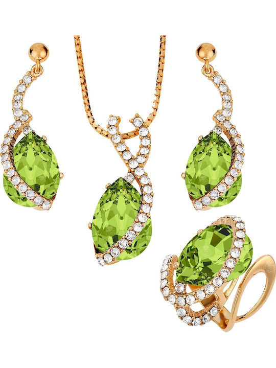 Set with Earrings & Ring from Silver Gold Plated with Stones