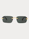 Faos Unisex Sunglasses with Gold Metal Frame and Green Lens