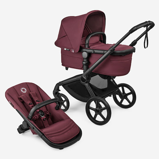 Bugaboo Fox 5 Renew Adjustable 2 in 1 Baby Stroller Suitable for Newborn Black/Dark Cherry