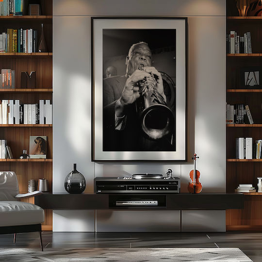 Music Poster Sidney Bechet Ms409 30cm X 40cm Μαύρο Ξύλινο Κάδρο