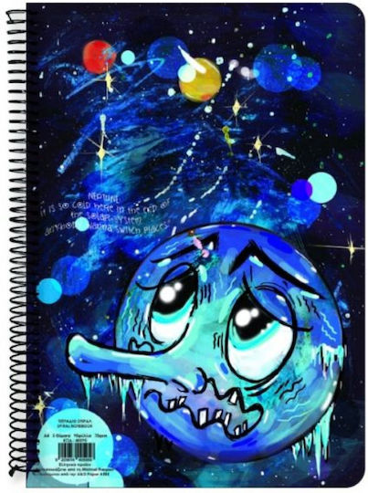 A&G Paper Spiral Notebook Ruled A4 60 Sheets 2 Subjects Multicolour 1pcs