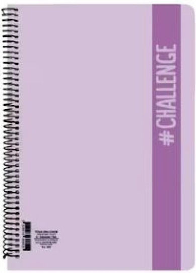 A&G Paper Spiral Notebook Ruled A4 60 Sheets 2 Subjects Challenge Purple 1pcs