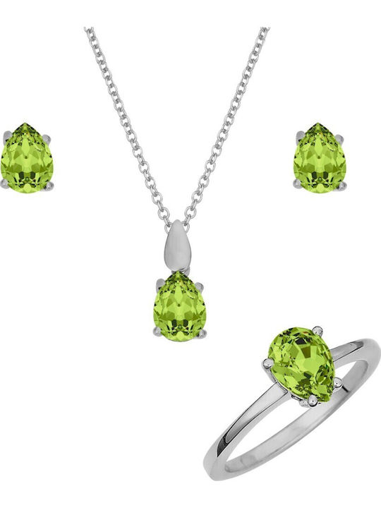 Verorama Set with Necklace , Earrings & Ring from Silver with Stones
