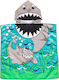 Grey Blue Shark Kid's Poncho Hood Queen Mother