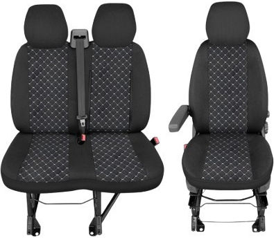 2+1 Car Seat Covers Peugeot Boxer 2015+ White Stitch
