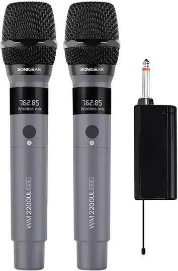 Sonic Gear WM 2200 UL Σετ Ασύρματο Μικρόφωνο Χειρός για Φωνητικά σε Γκρι Χρώμα
