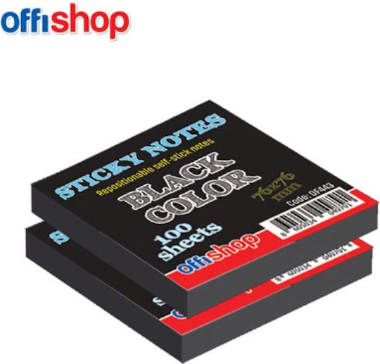 Χαρτάκια Αυτοκόλλητα Offishop 76χ76 100φ Μαύρα