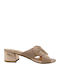 Mules with Heel in Gold Color