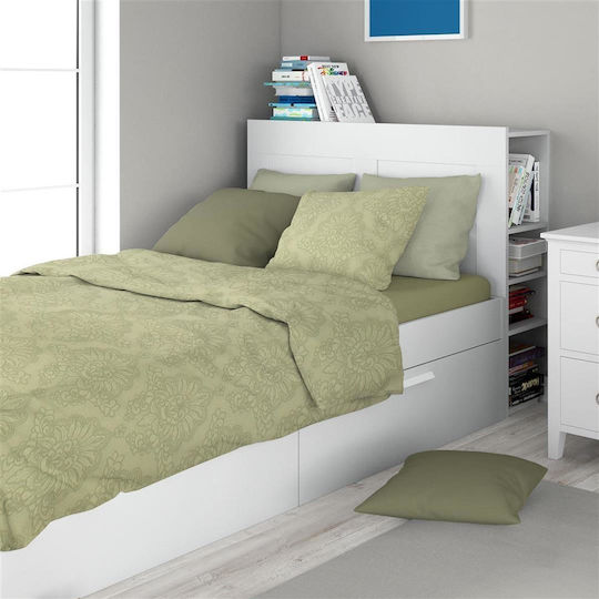 Dimcol Σετ Σεντόνια Μονά Βαμβακερά Light Olive 160x240cm 3τμχ