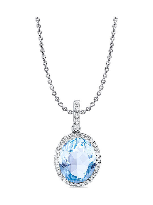 Diamond Group Κολιέ από Λευκόχρυσο 18Κ Μπλε