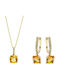 Diamond Group Set with Necklace & Earrings from Gold 18K with Stones