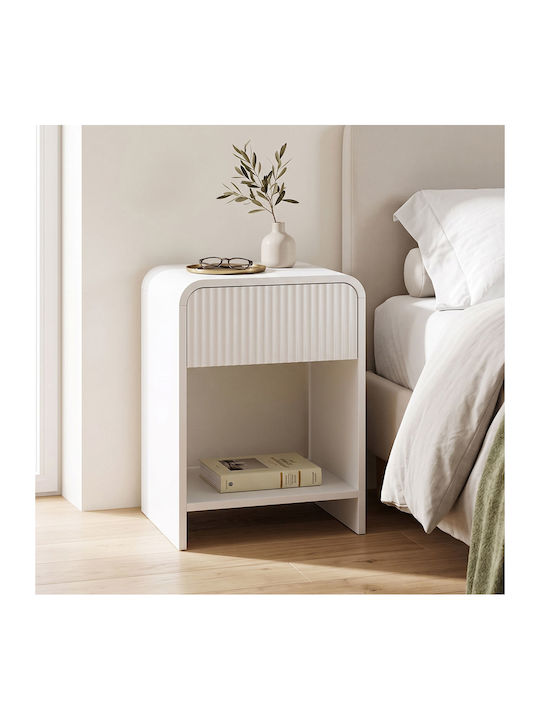 Bedside Table Zeplen Wooden White 40x40x53cm