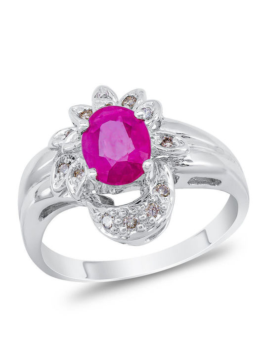 Kiriakos Gofas Ring with Diamond made of White gold 18K