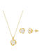 Kiriakos Gofas Set with Necklace & Earrings from Gold 14K with Stones and Pearls