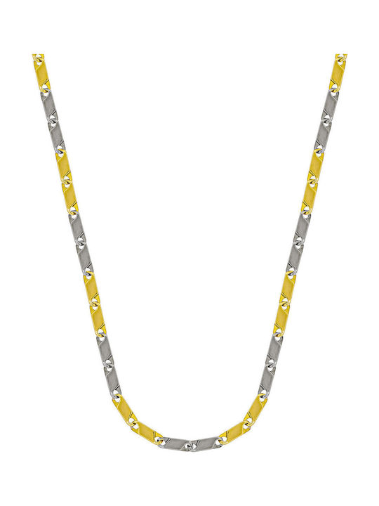 Kiriakos Gofas Two-tone Chain Neck made of Gold 9K Thin Thickness 3.8mm and Length 55cm