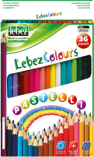 Set 36 Creioane Colorate 18 Cm Hexagonale
