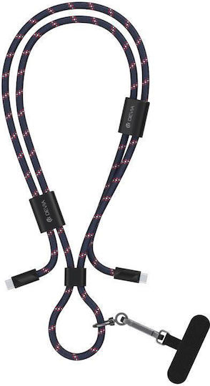 Devia Braided USB 2.0 Cable USB-C male - USB-C 60W PD Μπλε 1.6m