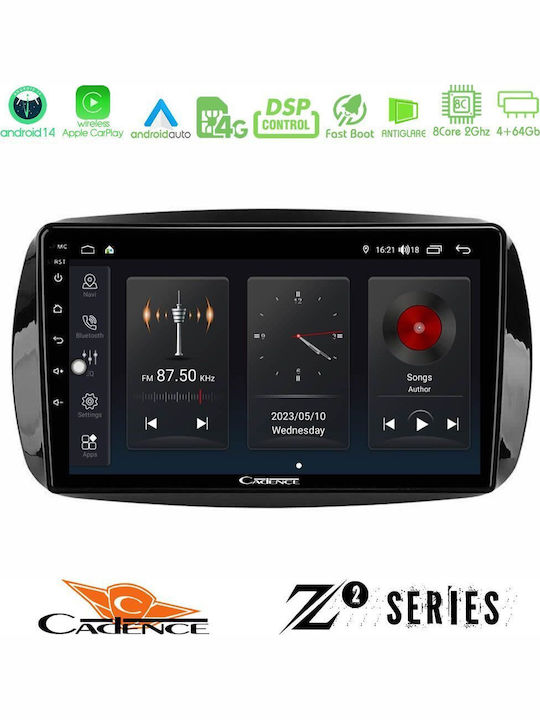 Bizzar Auto-Audiosystem für Smart FürZwei / FürVier 2015-2022 (Bluetooth/USB/WiFi/GPS/Apple-Carplay/Android-Auto) mit Touchscreen 9"