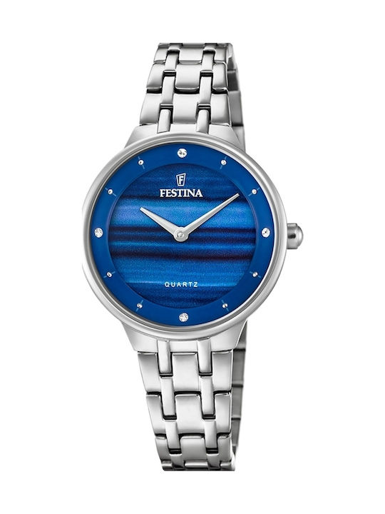 Festina Γυναικείο Ρολόι 30.5mm Μπαταρίας με Ασημί Μεταλλικό Μπρασελέ