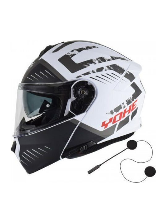 Yohe 935 SV G24 White/Black/Grey Matt Motorcycle Helmet Flip-Up ECE 22.06 1600gr with Sunvisor