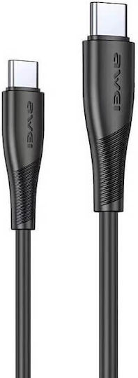 Awei Редовна USB 2.0 Кабел USB-C мъжки - USB-C мъжки 60W Черен 2м (TS04315)