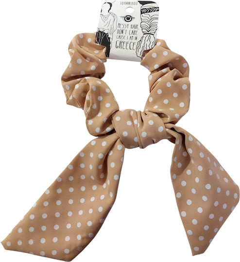 Handgemachtes Haargummi Scrunchies Beiges Pünktchen Band