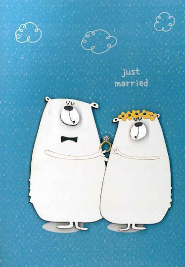Greeting Card "Just Married" Couple Bears Ring Joy Brand