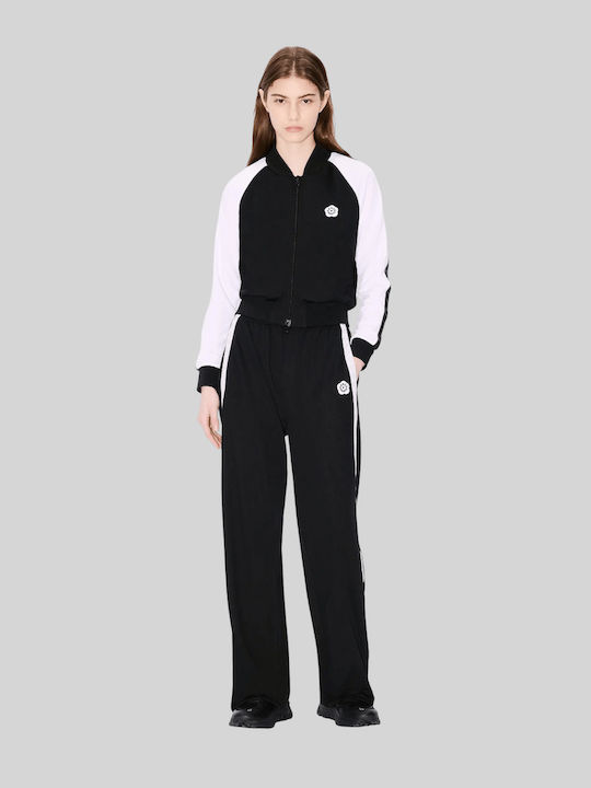 Boke Flower 2.0 Women's Fabric Trousers in Straight Leg Style Black