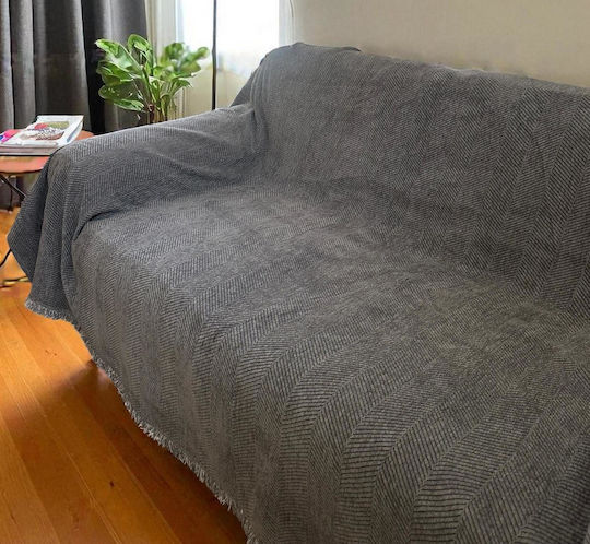 Linea Home Four-Seater Sofa Throw Chenille 180x320cm Grey