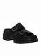 Δερμάτινα Γυναικεία Σανδάλια Flatforms Μαύρα