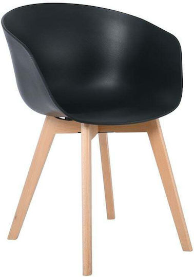 Optim Scaune Sala de mese Lemn Natural, Black 4buc 54x51x79buc