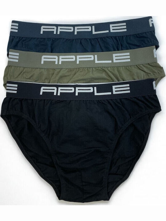 Apple Boxer Ανδρικά Σλιπ Χακί με Σχέδια 3Pack