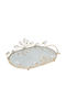 Keskor Metallic Oval Decorative Tray with Mirror 37x26x10cm