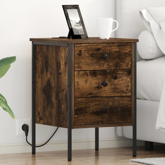 Sideboard Wooden with Drawers Smoky Oak 42x41x61cm