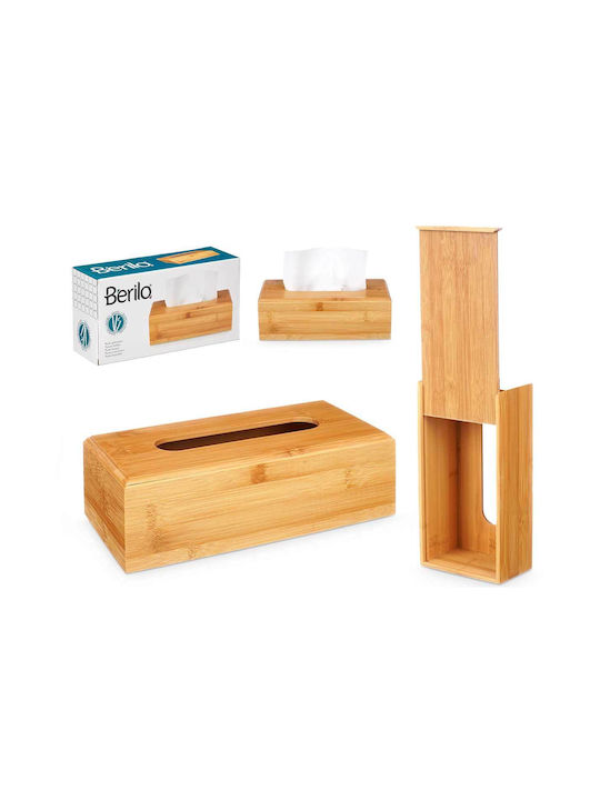 Berilo Θήκη για Χαρτομάντηλα Ξύλινη Μπεζ 26x14x9cm
