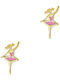 Kiriakos Gofas Dancers Kids Earrings Studs with Stones from Gold 14K