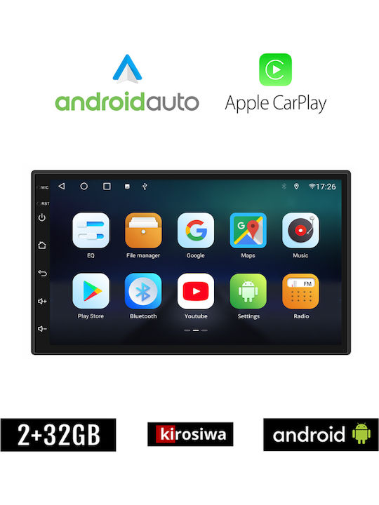 Kirosiwa Car Audio System for Nissan Micra 2011-2016 (Bluetooth/USB/AUX/WiFi/GPS/Apple-Carplay/Android-Auto) with Touch Screen 7"