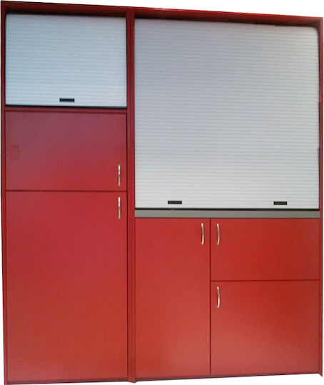 Silver Star Kitchenette with Left Sink Bowl 190x65x209cm Red