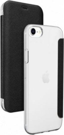 Bigben Connected Калъф Книга Iphone 6 6s 7 8 Se 2020/22 Калъф Стойка Функция Прозрачен Черен