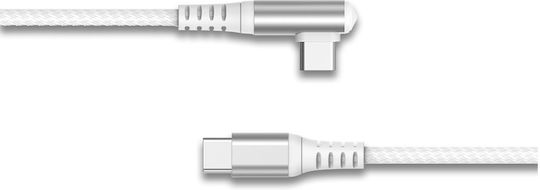 Force Power Usb-c To Usb-c 60w 3a Angled Reinforced Charge Sync Cable 2m White