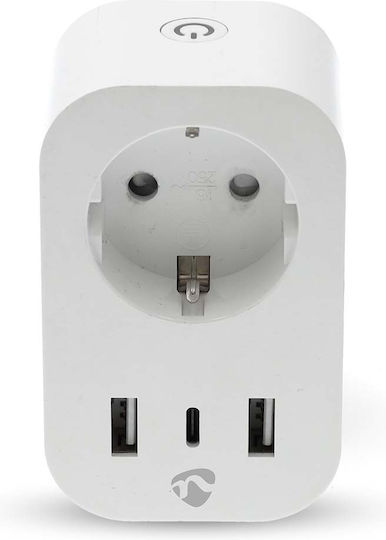 Nedis Wi-Fi Verbundene Steckdose USB-A USB-C Anschlüsse Wattmeter 3680W Typ E Frankreich Weiß