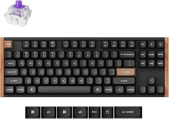 Keychron K8 HE K8H-F1 Fără fir Efect Hall Gaming Tastatură Tenkeyless cu Magnetic comutatoare și iluminare RGB (Engleză US) Special Wood Edition